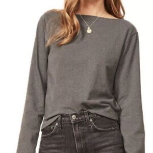 REFORMATION Jeans Gray Sailor Long Sleeve Boat Neck Soft Knit TShirt Top Sz XS